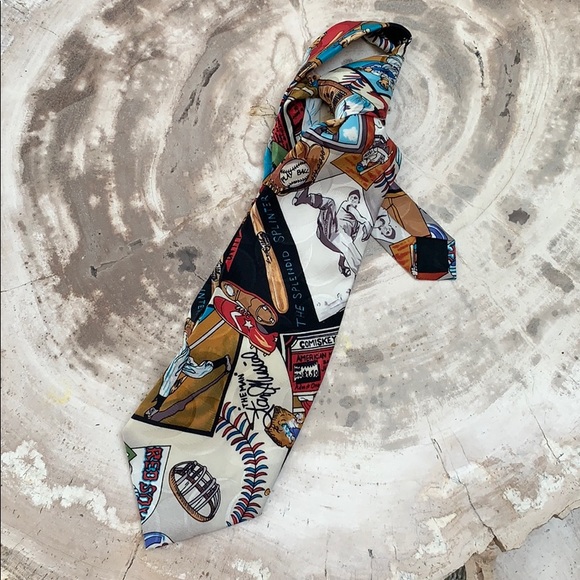 NWOT Nicole Miller Silk Baseball Motif Tie - Picture 5 of 7